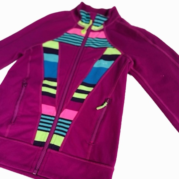 IVVIVA | 8 | Girl’s Perfect Your Practice Magenta Multicolor Zip Track Jacket - Picture 10 of 12
